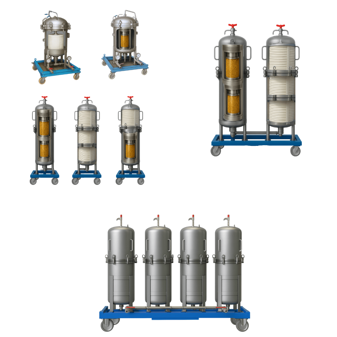 Versions compactes de 1 à 4 corps 

Débit de 5 L à 60 L/min